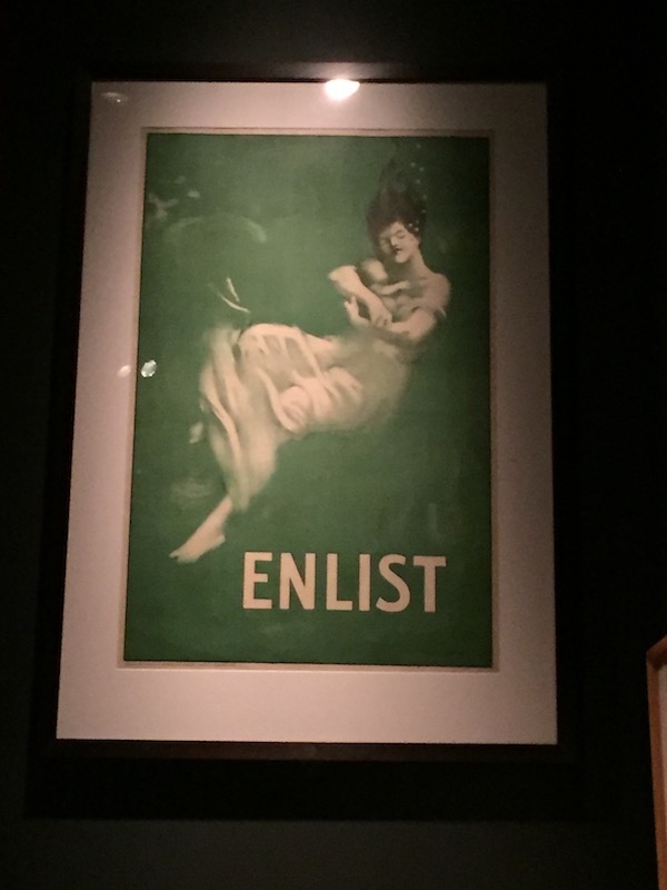 image of a WW1 recruitment poster featuring Lusitania victims