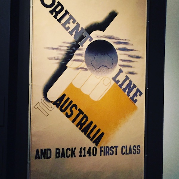 image of poster advertising first class sea travel to Australia